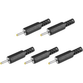 uxcell 5Pcs DC Male Connector 2.5mm x 0.7mm Power Cable Jack Adapter Black