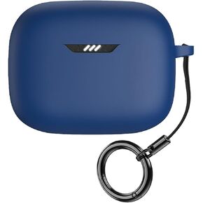 Case for jbl Live Free nc+ Wireless Earbuds Silicone Material Shockproof Unique Portable Protective Cover with Carabiner (Blue)