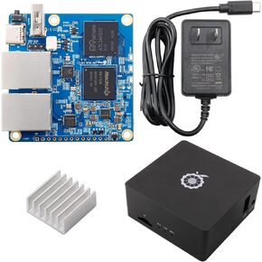 R1 Plus LTS 1GB RAM Rockchip RK3328 Quad Core 64 Bit Open Source Single Board Computer, Mini PC Run Android, Ubuntu, Debian, OpenWRT OS (Pi R1 Plus LTS+Type C Supply+Case+Al Heat Sink)