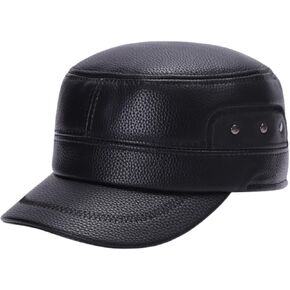 Men's Winter Baseball Cap PU Leather Warm Peaked Hat with Fold Earmuffs Casual Classic Outdoor Travel Dad Hat