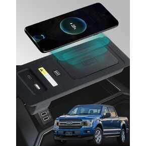 15W Fast Charging Wireless Charger Pad for Ford F150 2015-2020, Cigarette Lighter Plug, Qi Certified Fast Charging for Galaxy, Pixel, iPhone