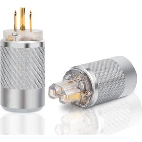 Monosaudio Audio Power Plug Black Carbon Fiber Transparent Aluminum Shell 10A/250V 15A/125V Power Connector Brass IEC320 C13 Connector for DIY Audiophile Power Cord Audio Power Cable (Gold Plated)