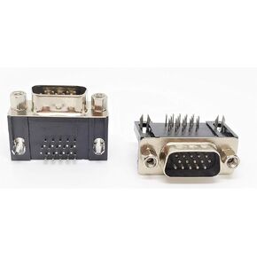 PC Accessories - Connector Pro D-sub 15 Pins High Density DBHD15 Male Right Angle PCB Mount Connector, 10-Pack 90 Degree D-Sub RHD15M