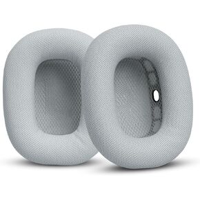 AirPods Max Ear Cushions, Replacement AirPods Max Earpads Earcups Compatible with Apple AirPods Max Headphones, a Knit-Mesh Canopy and Memory Foam, Comfortable & Easy to Install (Leather - Silver)