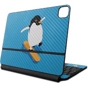 Carbon Fiber Skin Compatible with Apple Magic Keyboard for iPad Air 11-inch (M2) 2024 - Skater Penguin - Premium 3M Vinyl Protective Decal Cover - Easy to Apply | Crafted in The USA by MightySkins
