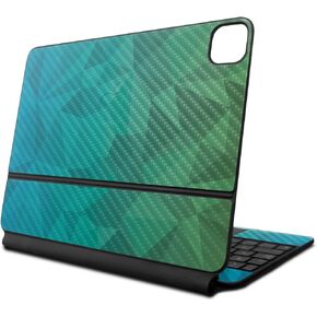 Carbon Fiber Skin Compatible With Apple Magic Keyboard for iPad Air 11-inch (M2) 2024 - Blue Green Polygon - Premium 3M Vinyl Protective Decal Cover - Easy To Apply | Crafted in the USA by MightySkins