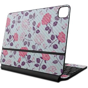 Carbon Fiber Skin Compatible with Apple Magic Keyboard for iPad Air 11-inch (M2) 2024 - Vintage Floral - Premium 3M Vinyl Protective Decal Cover - Easy to Apply | Crafted in The USA by MightySkins