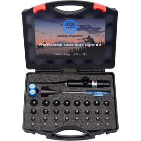 Professional Laser Barrel Sighter Kit with 30 Adapters, Upgraded Full Caliber Adapters Laser Boresighter Kit with Button Switch for.17 Cal. to 12 Gage Rifles Pistols for Hunting