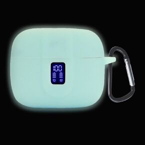 Silicon Case Cover Compatible with TAGRY X08 and ZIUTY A1 Wireless Earbuds, Protective Case with Keychain, with Window for LED Display, Luminescent Green
