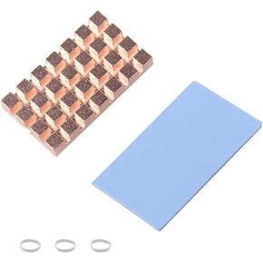 ZDE M.2 2242 NVMe NGFF SSD Heatsink 32x18x4mm Copper Heatsink with Silicone Thermal Pad Compatible with Raspberry Pi 5 AI Module SSD PC Laptop M.2 2242 SSD NVMe PS5 Cooling