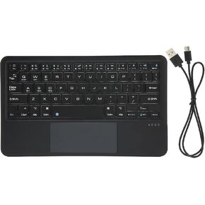 Keyboard with Touchpad, MultiTouch Sensitive Portable Rechargeable Keyboard for iOS Tablets, for Windows, for Android (Black)