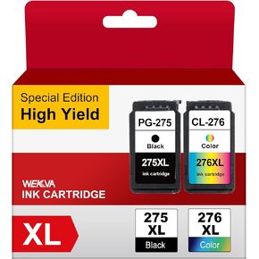 HUGKIU 275XL 276 XL Ink Cartridges Replacement for Ink 275 and 276 PG-275XL CL-276X Ink Cartridges Compatible for PIXMA TS3500 TS3520 TS3522 TR4720 TR4722 Printers (1 Black, 1 Tri-Color) 13