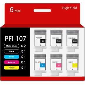 PFI-107 Compatible for Canon PFI-107MBK PFI-107BK PFI-107C PFI-107M PFI-107Y Ink Cartridge for Canon imagePROGRAF IPF670 IPF680 IPF770 IPF780 IPF785 Printer 6-Pack 130ML