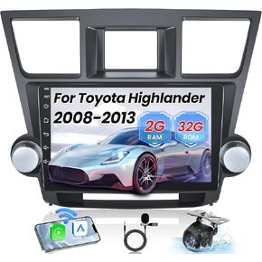 Car Stereo Radio for Toyota Highlander 2008-2013 : 10" Touchscreen GPS Navigation Upgrade - Wired/Wireless CarPlay Android Auto 5G WiFi GPS/FM/DSP/SWC Mirror Link 1080P Backup Camera in Kuwait