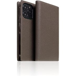 SLG D8 Full Grain Leather Wallet Case for iPhone 13 Pro - Handcrafted Diary Style with Card Holders and Side Cash Pocket, Gift Box Included (Etoffe Cream)