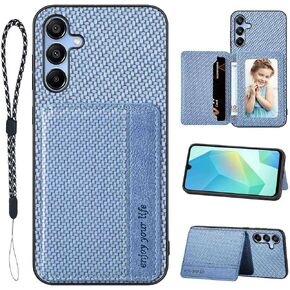 JanCalm for Samsung Galaxy A16 Case Card Holder, RFID Blocking, Kickstand, Camera Protector, PU Leather Shockproof Protective Flip Cover Phone Case (Blue)