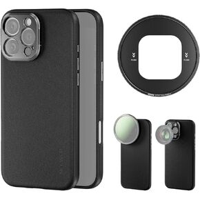 NEEWER Phone Case for 16 Pro Max, TPU/PC Protective Heavy Duty Case with 17mm Lens Mounts, 67mm Filter Adapter, Nonslip Faux Leather, Compatible with iPhone 16 Pro Max MagSafe, PA084 Black