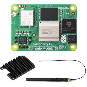 Waveshare CM5 Pi Compute Module 5，Comes with an Official Raspberry Pi CM5102000 (with Wireless, 2GB RAM, 0GB (Lite) eMMC Flash), an Antenna Kit and a HEATSINK (3 Items)