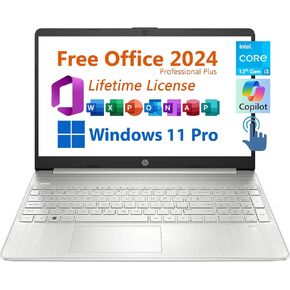 HP 15.6" Business Laptop, Free Microsoft Office 2024 Lifetime License, Copilot AI Chat, HD Touchscreen Display, Intel 6-Core i3-1215U 4.4 GHz, 32GB RAM, 2TB SSD, Long Battery Life, Windows 11 Pro