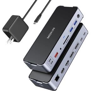 8K USB C Laptop Docking Station Dual Monitor,MOKiN Docking Station 3 Monitors with 2*DisplayPort,HDMI,15 in 1 USB C Dock 100W PD,6*USB Ports,Ethernet,SD&TF,for Dell/HP/MacBook (Include Power Adapter)
