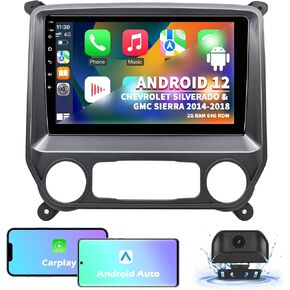 Car Stereo Radio for Chevrolet Silverado & GMC Sierra 2014 2015 2016 2017 2018, Android 13 2G+64G Wireless CarPlay Android Auto, 10 inch Touchscreen Head Unit GPS Navigation AM/FM Radio, Backup Camera