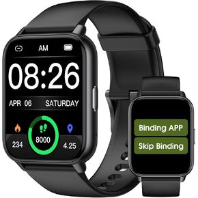 Smart Watch for Men Women, 1.91'' Big Font No App/Phone Required, Fitness Tracker with Pedometer, Bluetooth Call (Answer/Make Call), Heart Rate Blood Oxygen Monitor Step Counter, 100+ Sports Modes