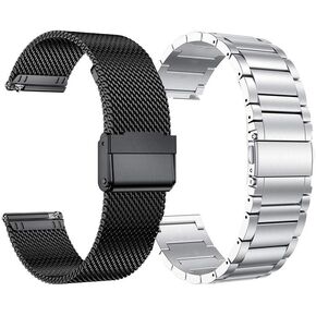YEEJOK 22mm Watch Bands Compatible for Fossil Gen 6/5 /Gen 5E 44mm/Gen 5 Men's Carlyle/Garrett/Women's Julianna/Gen 4 Explorist HR, Soild Metal Bracelet & Mesh Woven Milanese Loop Strap