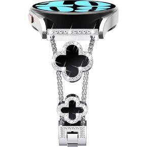 NewWays Compatible for SAMSUNG Galaxy Watch 7 6 Classic 6 5 4 Band 40mm 44mm 42mm 46mm, 20mm Stunning Clover Bracelet with Quick Release Pin for Galaxy Active 2