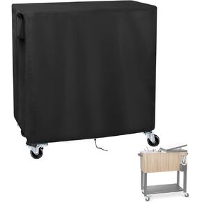Outdoor Cooler Cart Cover, 38inch Patio Cooler Cover Waterproof for 89.8Qt Rolling Ice Chest Cooler Cart and Beverage Cooler on Wheels, Black-38"L x 24"W x 35"H