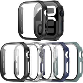 Haojavo 5 Pack for Apple Watch Series 10 Screen Protector Case 46mm(2024), PC Hard Cover with Tempered Glass Film Ultra-Thin Slim Fit Scratch Resistant Protective Bumper for iWatch S10 Accessories