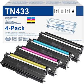 TN433 Toner Cartridge Set 4-Pack Replacement for Brother TN433 TN431 TN-431 TN-433 Toner for HL-L8360CDW Toner MFC-L8900CDW Toner HL-L8260CDW MFC-L8610CDW HL-L8360CDWT Printer, TN4334PK