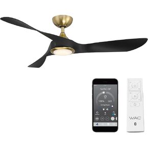 Swirl Indoor and Outdoor 3-Blade Smart Home Ceiling Fan 54in Soft Brass Matte White with 3000K LED Light Kit and Remote Control works with Alexa and iOS or Android App