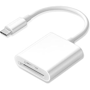 USB C SD Card Reader for iPhone 15 16/iPad/MacBook/Mac, USB-C Type C SD Reader Supports SD and MicroSD Memory Card Adapter, Trail Camera Viewer Plug and Play - 2 Slots