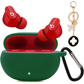 Silicone Case Compatible with Beats Studio Buds Case with Keychain for Beats Studio Buds + (2023) / Beats Studio Wireless Earbuds (Green)