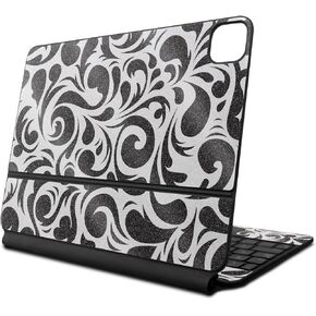 لامع لامعة الجلد متوافق مع لوحة مفاتيح Apple Magic لـ iPad Air 11 بوصة (M2) 2024 - Swirly Black - Premium 3M Vinyl Protection Scar - من السهل تطبيق | مصنوع في الولايات المتحدة الأمريكية من قبل Mayyskins