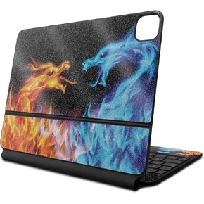 Glossy Glitter Skin Compatible with Apple Magic Keyboard for iPad Air 11-inch (M2) 2024 - Dueling Dragons - Premium 3M Vinyl Protective Decal Cover - Easy to Apply | Crafted in The USA by MightySkins