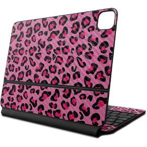 Carbon Fiber Skin Compatible with Apple Magic Keyboard for iPad Air 11-inch (M2) 2024 - Pink Leopard - Premium 3M Vinyl Protective Wrap Decal Cover - Easy to Apply | Crafted in The USA by MightySkins