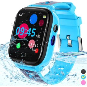 Kids Smart Watch Phone,Games Camera Alarm SOS Call Music MP3 Player HD Selfie Camera IP67 Waterproof 2G Smartwatch for 3-13 Years Children Birthday Gift (Blue)