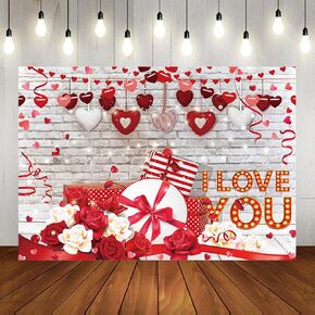 Valentines Backdrops for Photography Red White Valentines Decorations Rose Flower Heart Party Decorations Valentines Day Backdrop Mother's Day Wedding Bridal Shower Party Banner