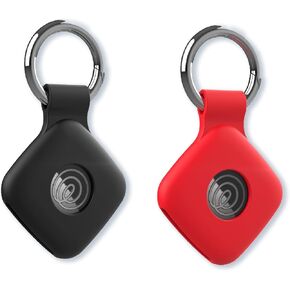Case for Tile by Life360 Mate (2024) Bluetooth Tracker,Soft Protective,Shockproof, BOVUGAC Silicone Case Cover with Keychain-Black+Red