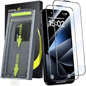 WSKEN for iPhone 16 / iPhone 15 Screen Protector - [Top 9H+ Tempered Glass] [Zero Bubble] [Auto Dust-Remove] HD Military Grade 10X Shatterproof Full Coverage Easy Install, 2 Pack