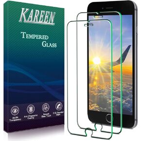 KAREEN [2-Pack] Screen Protector for iPhone 8, iPhone 7, iPhone 6S, iPhone 6 Tempered Glass, Anti Scratch, Bubble Free, Easy to Install, 9H Hardness
