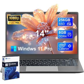 2025 GINA 14 "FHD 1080p محمول محمول محمول للمنزل والطلاب ، ذاكرة الوصول العشوائي 8 جيجا بايت ، 256 جيجا بايت SSD ، معالج Intel Celeron ثنائي النواة ، كاميرا 720 بكسل ، 2.4 جم/5 جرام Wi-Fi ، Bluetooth 5.0 ، HDMI ، USB 3.2 ، Windows 11 Pro ، Space Gray