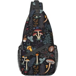 Mushroom Gifts Mushroom Backpack Crossbody Bag Sling Bag for Women Men Travel Hiking Daypack Chest Shoulder