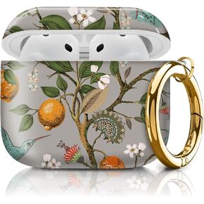 Compatible with AirPods 4th Generation Case 2024, Shockproof Cover with Golden Buckle for Women & Girls, Protective Anti-Drop Design(Cute Tree)