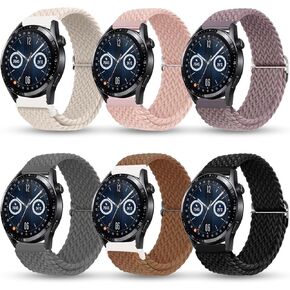 ELUTENG 6 Pack Elastic Bands Compatible with Samsung Galaxy Watch 7 6 5 4 40mm 44mm/Watch 6 4 Classic Band 42mm 46mm 43mm 47mm, 20mm Soft Adjustable Nylon Sport Straps for Samsung watch bands women