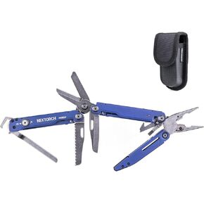 NEXTORCH PIONEER 14-IN-1 Multi-tools Full-Size,Versatile Multi-tool Set with Scissors Needle Nose Pliers Pocket Clip Multi-tool for DIY Home Garden Outdoors Everyday Carry Men Gift Color RED (BLUE)