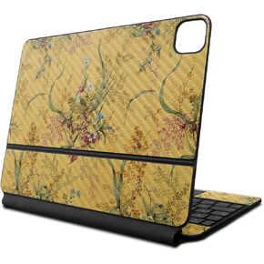 Carbon Fiber Skin Compatible with Apple Magic Keyboard for iPad Air 11-inch (M2) 2024 - Yellow Marble End - Premium 3M Vinyl Protective Decal Cover - Easy to Apply | Crafted in The USA by MightySkins