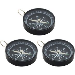 3Pcs Pocket Compass, Survival Sports Navigation Compass with Key Ring for Outdoors Camping Hiking