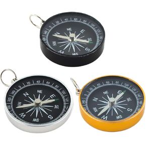 3Pcs Pocket Compass, Survival Sports Navigation Compass with Key Ring for Outdoors Camping Hiking